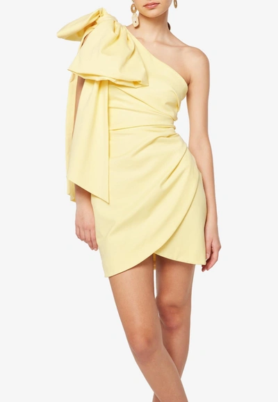 Elliatt Ares One-shoulder Mini Dress In Yellow