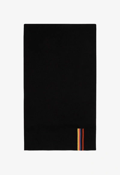 Paul Smith Artist Stripe Wool Scarf In Black