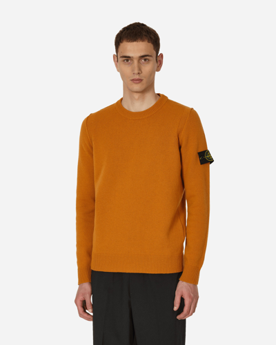 Stone Island Wool Crewneck Sweater Rust In Orange