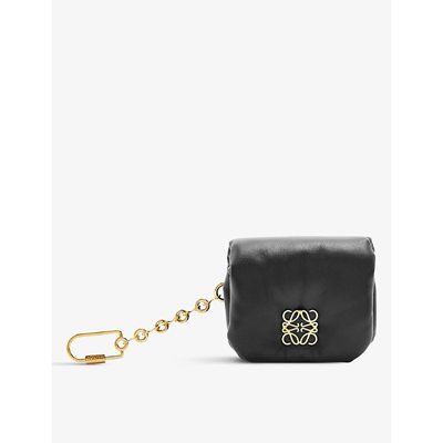 Loewe Mens Black Puffer Goya Leather Wallet-on-chain