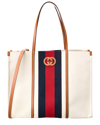 Gucci Interlocking G Canvas Leather-trim Tote In Beige