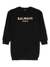 BALMAIN LOGO-PRINT COTTON SWEATSHIRT DRESS