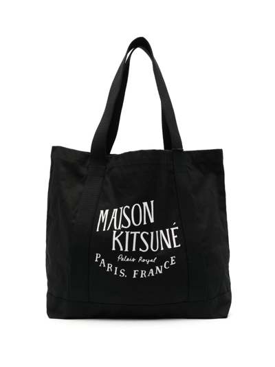 Maison Kitsuné Palais Royal Logo-print Tote Bag In Black