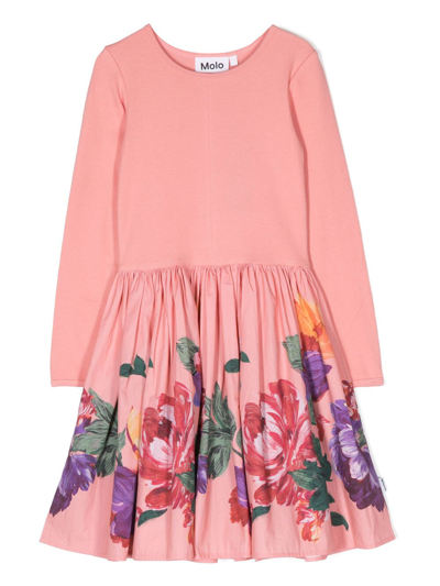 Molo Kids' Casie Floral-print Dress In Pink