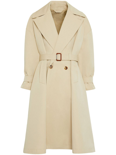 Alexander Mcqueen Dropped Shoulder Trench Coat In Pale Beige