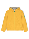 Save The Duck Logo-patch Zip-up Hooded Jacket In Yellow