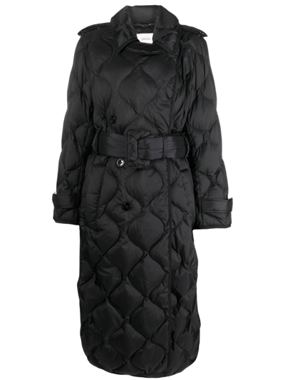 Dorothee Schumacher Double-breasted Quilted Tench Coat In Black