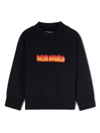 Palm Angels Black Sweatshirt For Boy With Logo And Print In Black