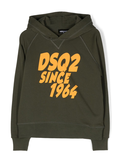 Dsquared2 Kids' Logo-print Cotton Hoodie In Green