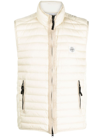 Stone Island Compass Logo-patch Padded Gilet In Neutrals