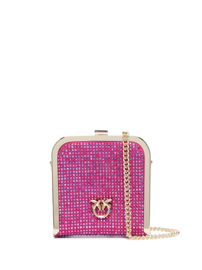 Pinko Rhinestone-embellished Box Clutch Bag In Pink