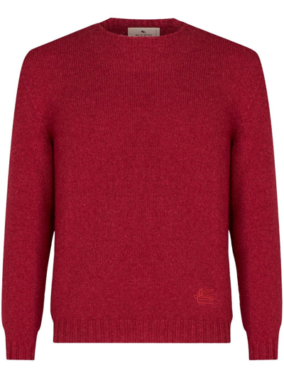 Etro Logo-embroidered Cashmere Sweater In Rojo