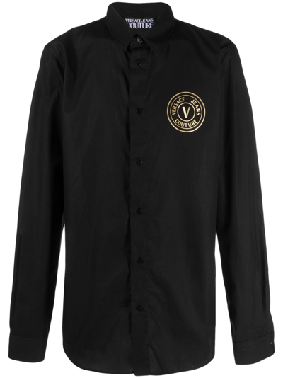 VERSACE JEANS COUTURE LOGO-PRINT COTTON SHIRT