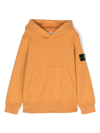 Stone Island Compass-patch Cotton Hoodie In Orange