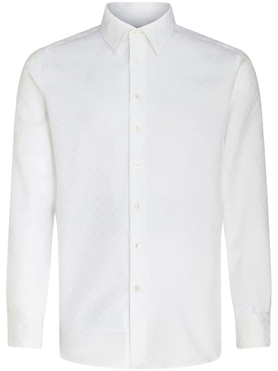 Etro Long-sleeve Jacquard Cotton Shirt In White