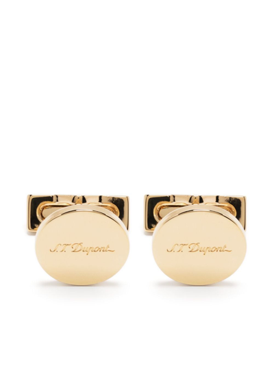 St Dupont Engraved Polished Cufflinks In Gold