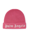 Palm Angels Logo-embroidered Ribbed-knit Beanie In Pink