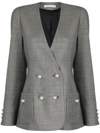 ALESSANDRA RICH COLLARLESS DOUBLE-BREASTED VIRGIN-WOOL BLAZER