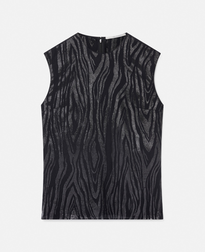 Stella Mccartney Woodgrain Print Lurex Tank Top In Black