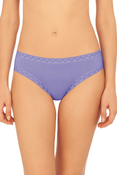 Natori Bliss Girl Comfortable Brief Panty Underwear With Lace Trim In Coastal Blue