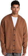 Maison Margiela Distressed Elbow Patch Layered Cardigan Camel In Brown