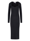 Remain Birger Christensen Sweetheart-neck Knitted Midi Dress In Black  