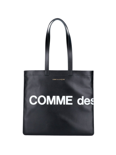 Comme Des Garçons Logo Tote Bag In Black  