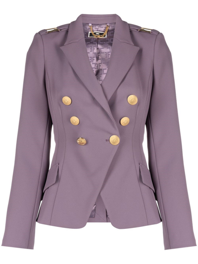 Elisabetta Franchi Double-breasted Crepe Blazer In Pink