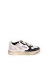 Autry Black And White 'medalist' Low Top Sneakers Distressed Effect In Cow Leather In White