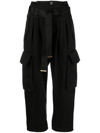 Pinko Straight-leg Pleated-edge Cargo Pants In Black  
