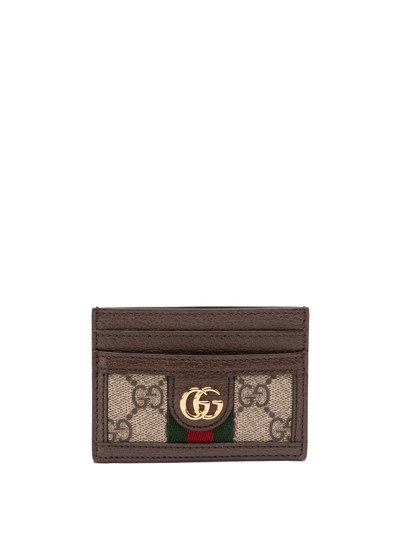 Gucci `ophidia Gg` Card Case Wallet In Brown