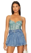 Free People Printed Night Rhythm Bodysuit In Blue