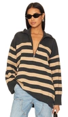 Free People Coastal Stripe Pullover In Black