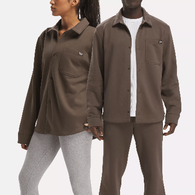 Reebok Classics Wardrobe Essentials Fleece Overshirt In Brown