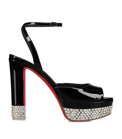 Christian Louboutin Cassandrissima Alta Crystal Leather Sandals 130 In Black