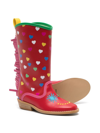 Stella Mccartney Printed Fringed Cowboy Boots In Red