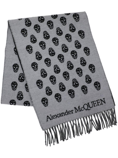 Alexander Mcqueen Scarf Ribbon Reverse In Grey