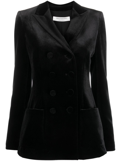 Philosophy Di Lorenzo Serafini Double-breasted Velvet Blazer In Black