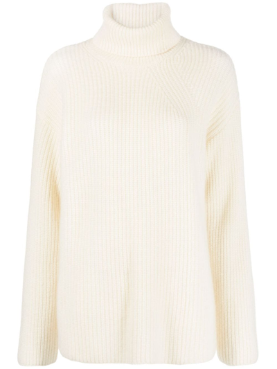 P.a.r.o.s.h Roll-neck Waffle-knit Jumper In White