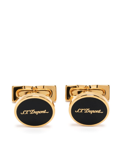 St Dupont Engraved-logo Cufflinks In Gold