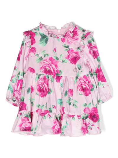 Miss Blumarine Babies' Floral-print Ruffled Skirt In Pink