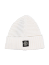 Stone Island Logo-patch Fine-knit Beanie In White