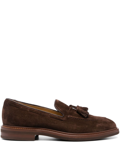 Brunello Cucinelli Fine Grain Calfskin Tassel Loafer In Brown