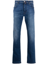 Jacob Cohen Denim Trousers With Belt Loops And Contrast Stitching In Blue