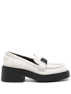 FURLA 58MM LOGO-PLAQUE LEATHER LOAFERS