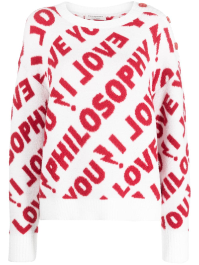 Philosophy Di Lorenzo Serafini I Love You Philosophy Brushed Jumper In Bianco