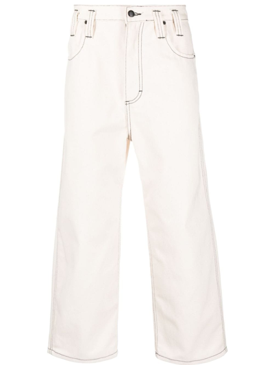 Eckhaus Latta Wide-leg Cropped Trousers In Neutrals