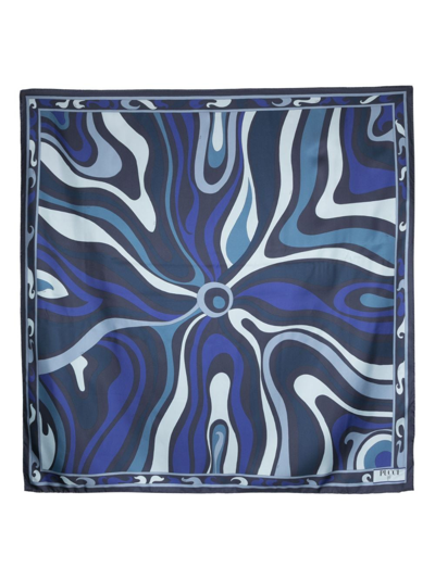 Pucci Abstract-print Silk Scarf In Blue