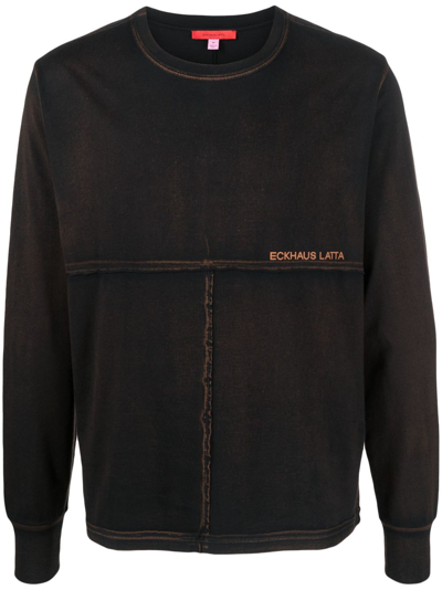 Eckhaus Latta Logo-print Panelled Sweatshirt In Black