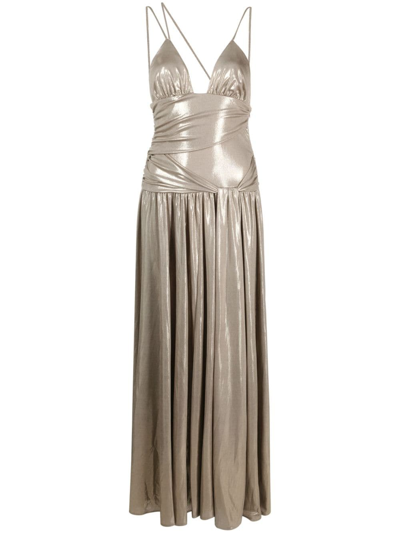 Pinko Lam Flared Long Dress In Neutrals | ModeSens